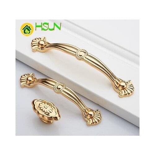 2 pcs Chic Drawer Handles Dresser Pull Knob Cupboard Knobs Handle Gold Cabinet Kitchen Handle Furniture Hardware