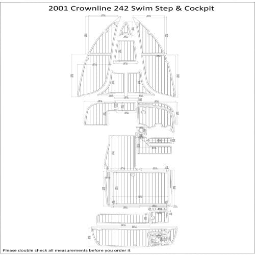 2001 Crownline 242 Swim Step & Cockpit Pad Boat EVA Teak Decking 1/4" 6mm