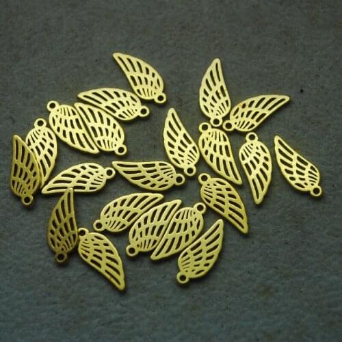 25PCS Golden Stainless Steel Wings Pendants 304 Size 14X6MM Jewelry Accessories DIY Findings Free Shipping Wholesale