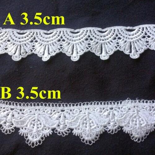 3.5cm top quality water soluble polyester yarn embroidery plain white flora lace trim,RS180116E
