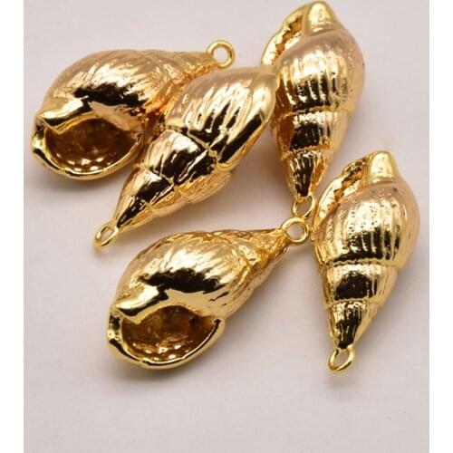 5Pcs/Lot 20mm*9mm 18K Brass Gold Plated Conch Shape Pendant Making For Diy Jewelry Necklace Accessories Wholesale JA0393