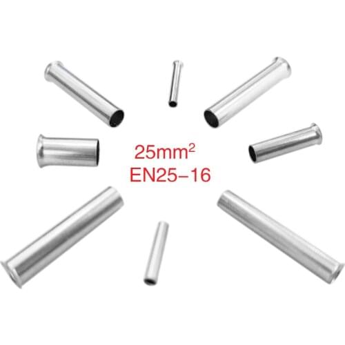 50/100PCS non-insulated wire connector ferrule copper bare tinned crimp terminal 25mm/EN25-16 4 AWG