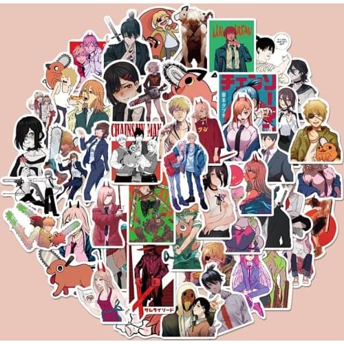 50pcs Chainsaw Man Sticker Childrens Toy Sticker Anime Series Waterproof Graffiti Sticker Water Cup Luggage Sticker