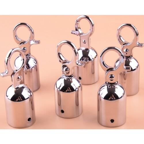 6Pcs Silver 25mm Rope Barrier Stopper Cord End Caps Heavy Duty Hanging Hook with Self Closing Clasp Metal