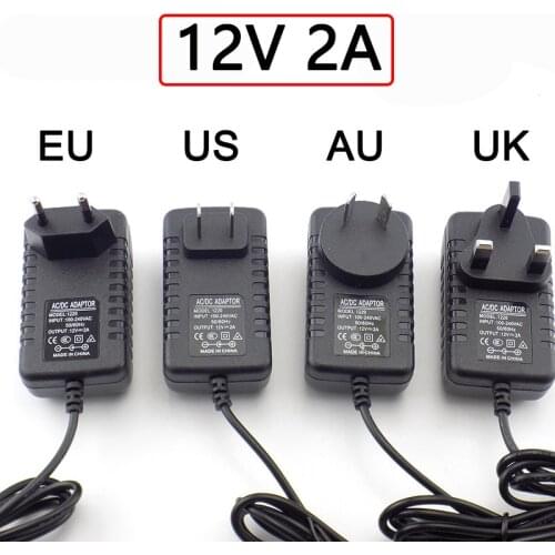 Adapter Power Supply AC DC Adaptor 12V 2A 2000ma EU UK AU US Plug Wall Charger For LED Strip Light Lamp 5.5mm*2.5mm
