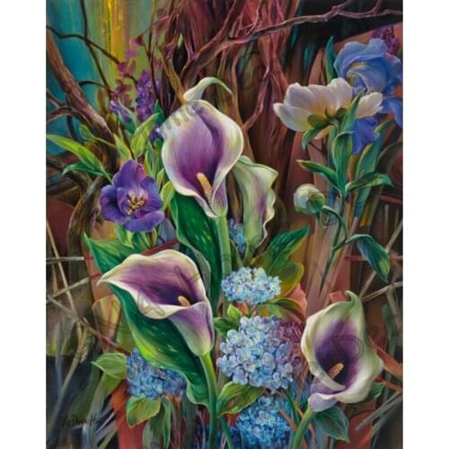 5D DIY embroidery full Diamond Painting floral Calla home decor 3D Cross Stitch kits Mosaic paintings flower wall stickers