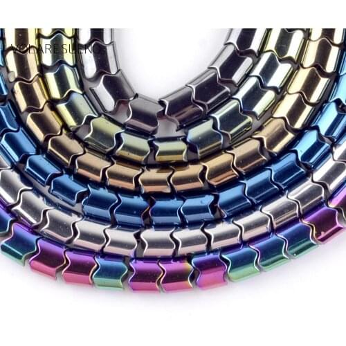 Natural Stone Color Hematite Stone Wave Shape Beads For Jewelry Making Spacer Loose Beads 5*4/6*5/8*8mm Diy Bracelets Strand 15"