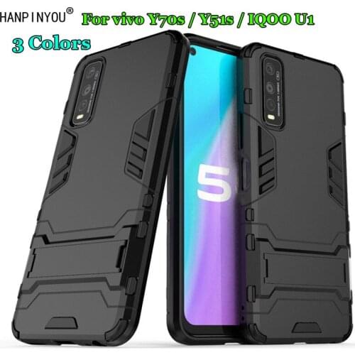 For vivo Y70s / Y51s / IQOO U1 Hybrid Soft TPU + Hard PC Dual Layer Armor Case Shockproof Bumper Stand Holder Cover Shell