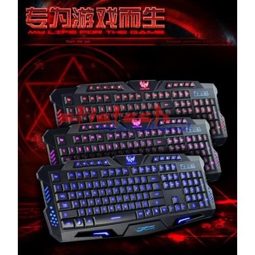 By dhl or ems 50pcs 3 color backlit gaming switchable computer laptop USB wired backlight led gamer keyboard DOTA2 WOW LOL