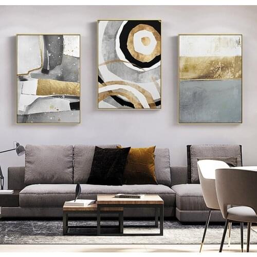 EECAMAIL Modern Light Luxury Living Room Diamond Painting Atmosphere Black And White Gray Sofa Behind Paintings Triple Diamond