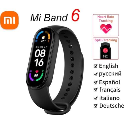 Xiaomi Mi Band 6 Smart Bracelet 1.56"AMOLED Screen MiBand 6 Heart Rate Fitness Traker Bluetooth 5ATM Waterproof Fitness Tracker