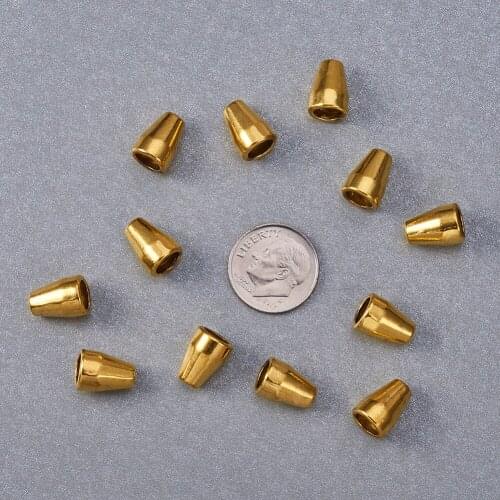Jewelry Findings Antique Golden Tone Cone Tibetan Style Bead Caps, Lead Free , about 11mm long, 8mm thick, hole: 5
