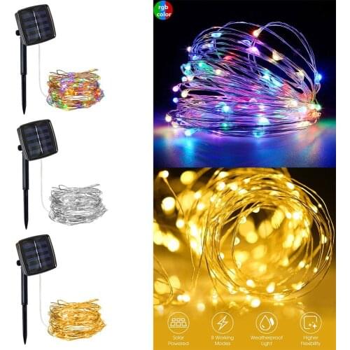 100/200 LED Solar Copper Wire String Lamp Led Strip Fairy Garland Outdoor Garden Decorative Light Wedding Christmas Decoration