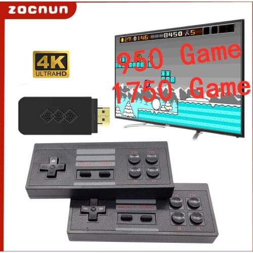 ZOCNUN 4K HD Video Game Console Built in 1750 Classic Games Mini Retro Game Console Wireless Controller TV Output Dual Players