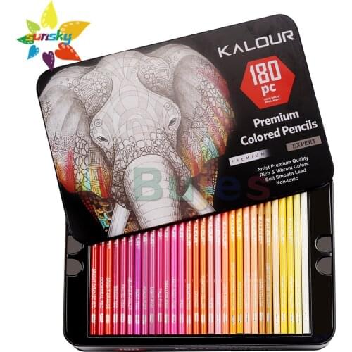 KALOUR 180 color Premium Colored Pencil Oil colored pencil Metal color Tin iron box Rich in color Graffiti Pencil Art supplies