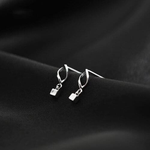KOFSAC 2021 Trendy Women 925 Sterling Silver Earrings Mini Simple Geometric Square Earring Lady Party Accessories Girl Gifts
