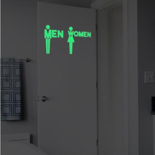 Creative Luminous Men and Women Toilet door/wall Sticker Glow in the Dark Fluorescent bathroom wall Stickers for Home Decoration