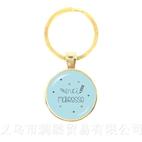 Fashion Merci Maitresse Key Chain Trendy Jewelry Quote Keyring Glass Cabochon Keychain Handmade Keychains Gift For Teacher