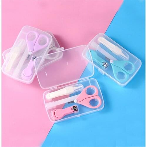 Portable Baby Boy Girl Nail Care Tools 4 Pcs Set Nail Trimmer Clipper File Tweezers Scissors