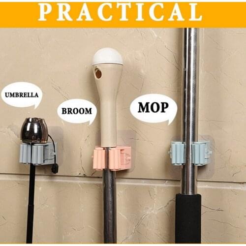 Wall Mounted Mop Organizer Holder Mop Clip Brush Broom Hanger Storage Rack Kitchen Tool Bathroom Accessories Hanging Pipe Hooks