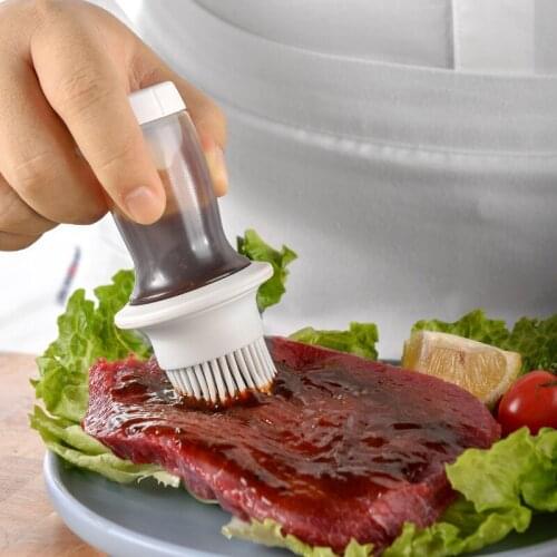 Silicone Oil Bottle With Brushes Barbecue Brush with Protective Cover Heat Resistant Grill Oil Brushes Kitchen Tools for BBQ