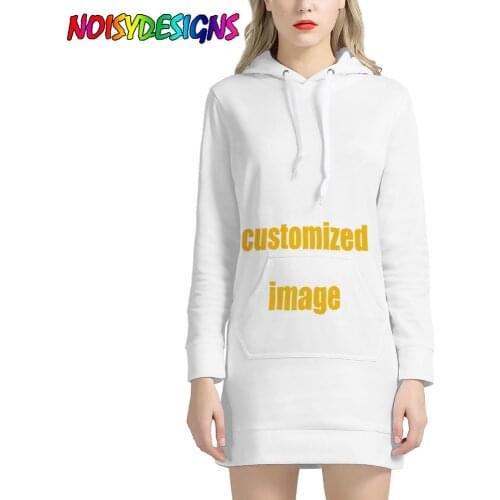 NOISYDESIGNS Customized Printed Women Long Hoodie Sweatshirt Pullover Sweatshirt Pullovers Dress Long Sleeve Sudadera Mujer