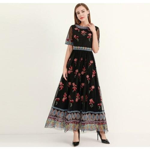 MIUXIMAO 2021 New Autumn Womens Clothing O-Neck Short Sleeve Printing Slim Waist Dress Fashion Elegant