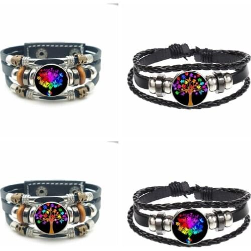 Retro Witchcraft New Magic Puzzle Bracelet Tree of Life Charm Jewelry DIY Leather Bracelet Luxury Design Cuff for Women Charms