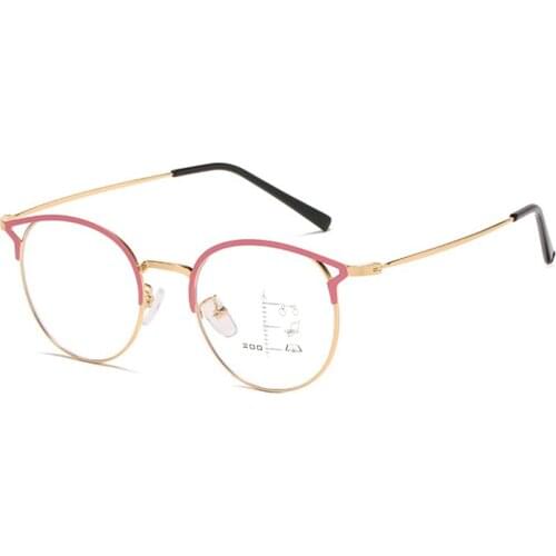 New Fashion Women Cat Eye Frame Progressive Anti Blue Light Reading Glasses Men Look Near Far Presbyopic Spectacles Magnifier
