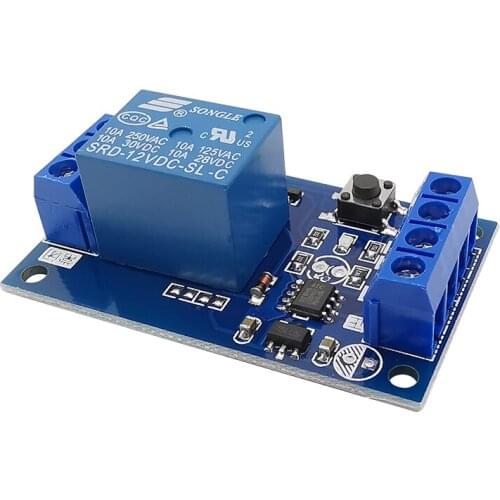 1Piece 5V/12V Single Button Bistable Relay Module One Key Start-Stop Self Locking Car Modification Switch Size 53mm x 32mm