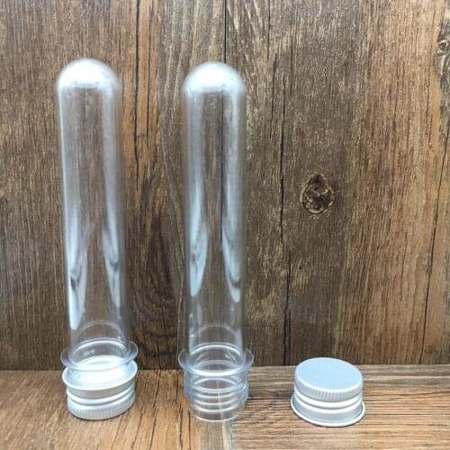 300pcs 30-100ml plastic Test Tube With Screw Cap Candy PET Bottle Aluminum Cap Packing Tube With Pressure Sensitive Seal Jar