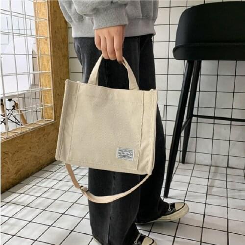 Casual Korean Style Corduroy Tote Purse 2021 Large Capacity Trendy Wild Cross-body Shoulder Bag Satchel for Women Ladies