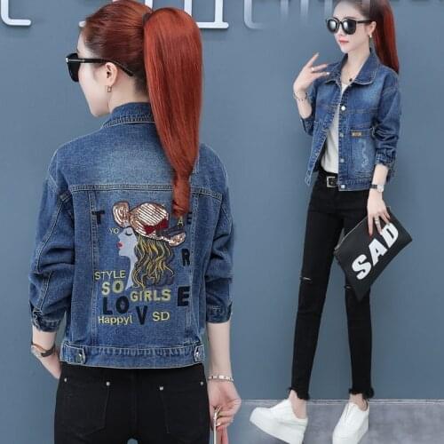 Plus Size 3XL Short Denim Jacket Women 2021 New Spring Autumn Embroidered Slim cowboy Clothing Casual Female Short Outwear