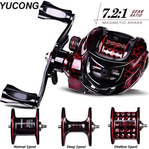 YUCONG Aluminum Spool Baitcasting Reel 10kg Max Drag Fishing Reel 7.2:1 High Speed Saltwater Freshwater Bass Pike Fishing Wheel