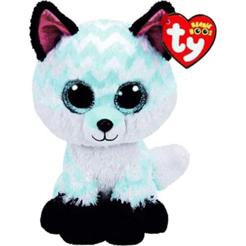 15CM TY Beanie Boos Big Eyes Piper White Green Fox Plush Stuffed Animal Soft Doll Toy Boys Girls Child Birthday Christmas Gift