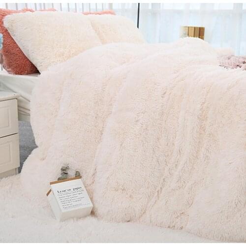 Chic Shaggy Throw Blanket Soft Plush Bedspread On The Bed Warm Blanket Fluffy Faux Fur Solid Color Blankets For Beds Sofa