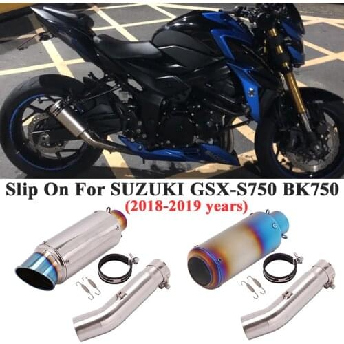 Slip On For SUZUKI GSX-S 750 GSX S750 BK750 2018 19 Motorcycle GP Exhaust Escape Modified Middle Link Pipe Muffler Carbon Fiber