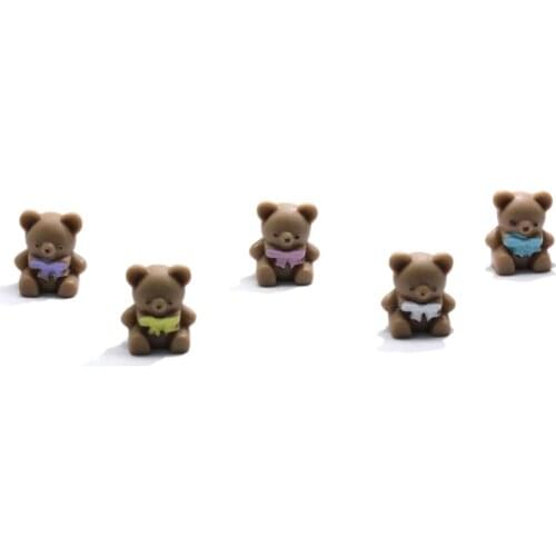 Resin 3D Cute Chocolate Bowknot Bear Cabochons Crafts Headwear Dollhouse Toy For Children Accessories