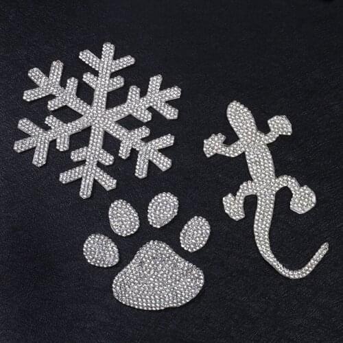 Rhinestone Snow Baby Clothes Hot Fix Motif Children Suit Crystal Iron on Crown Glass Patch Applique