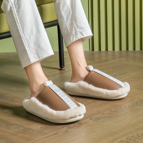 Classic Men Cotton Shoes Comfortable Warm Plush Unisex Slippers Winter Soft Outdoor Couple Cute Women Cotton Slides Pantuflas