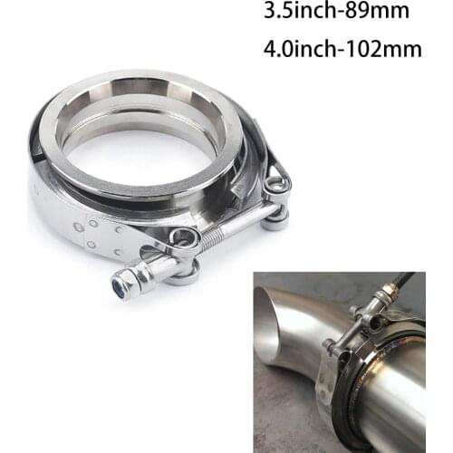 3.5" 4" Inch 89mm 102mm SS304 Stainless Steel Universal Car Exhaust V Band Clamp With Male&Female Flange Kit Anti-Rust