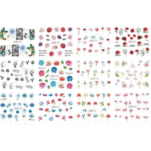 UPRETTEGO 12 PACK/ LOT WATER DECAL NAIL ART NAIL STICKER FULL FLOWER COVER MAGNOLIA YUCCA ORCHID FREESIA BN1105-1116