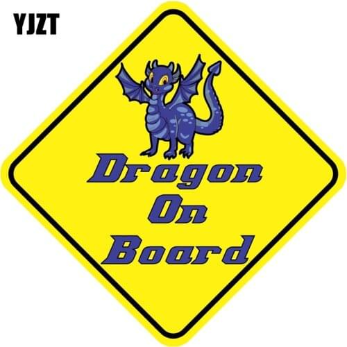 YJZT 12.7CM*12.7CM Lovely DRAGON ON BOARD Warning Mark Car Sticker Car Styling Car Sticker Reflective Decal C1- 7343
