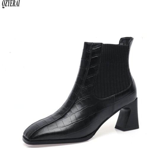 New winter 100% genuine leather ankle Women boots Short boots Stone grain Female boots Women shoes cowhide Size 34-43