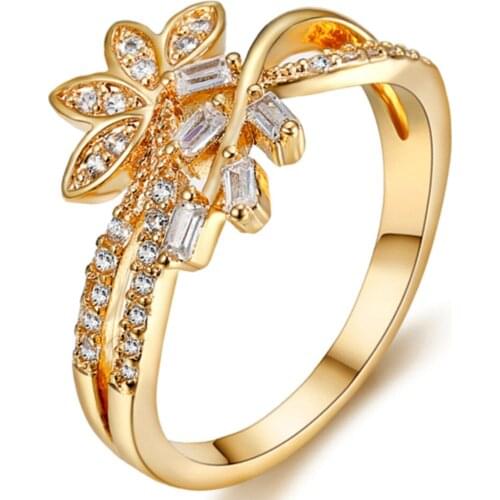 Full AAA zircon diamonds Rings for women 18k gold color fashion anillos mujer luxury jewelry accessories wedding ring party gift