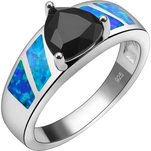 Hot Sale Black Onyx With Blue Fire Opal 925 Sterling Silver High Quantity Ring Beautiful Jewelry Size 6 7 8 9 10