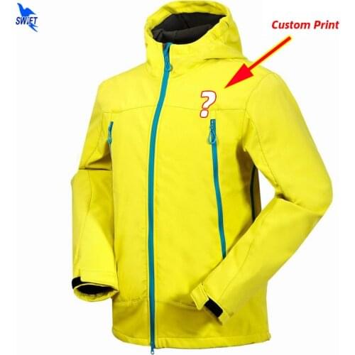 Customize LOGO Winter Warm Fleece Hooded Softshell Jacket Men Waterproof Windproof Hiking Clothing Skiing Hunting Fishing Coat