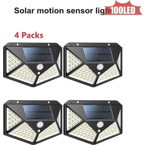 1-4pcs 100LED Solar Light Steps Lamp Light-sensitive Wall Lights Security Outdoor Garden Fence lamp pathway wall night lights