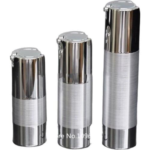 10pcs Luxury Silver Empty Bottle Emulsion Bottles Pump Bottle Portable Travel Bottle for Bottling Foundation, Essence 10/30/50ml