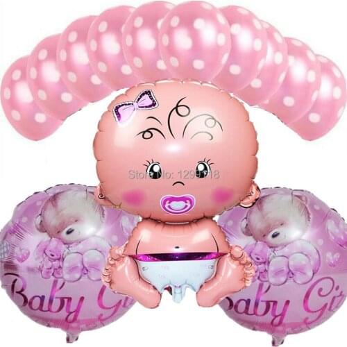 13pcs/lot Baby Boy Birthday Party Decoration Balloons Baby Shower Balloons 1th Birthday Party Suppliers Air Balls